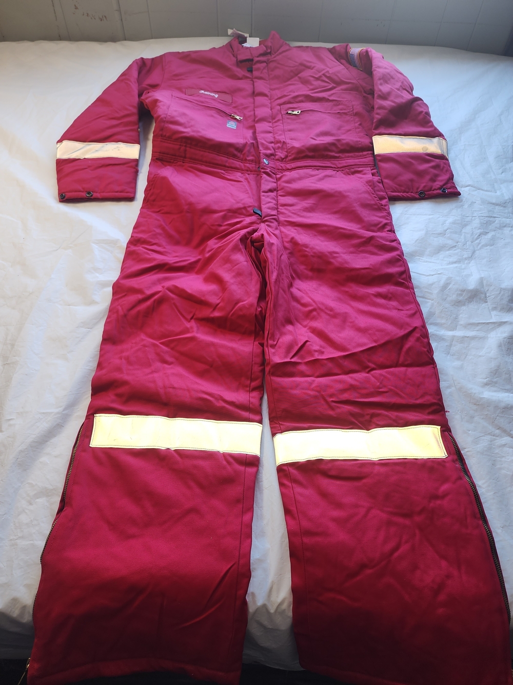 Wenaas Antiflame Red Coverall/ Jumpsuit Insolated Thermal Liner 7.5oz Size Mediu